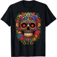 thumbnail image 2 of 100% Cotton Unisex Dia De Los Muertos Costume Day of The Dead Sugar Skull T-Shirt, 2 of 5