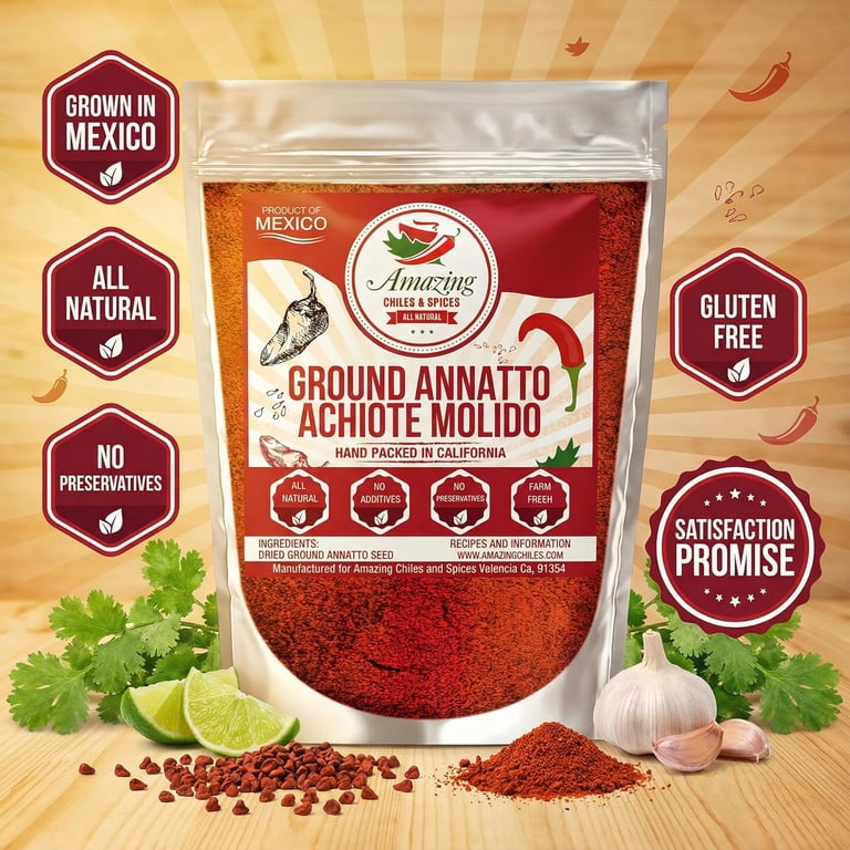 Achiote Powder Ground Annatto Seeds 4 oz - Great for Adding Color and Mild Flavor in Soup, Stews, Meats and Mexican Recipes, Size: 4oz