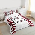 thumbnail image 3 of Homewish Cartoon Monogrammed E Queen Comforter Set, White Red Baseball Bedding Sets, Teens Kids Boys Girls Reversible Bedding Comforter Set, Super Cozy Room Decor, 3-Piece, 3 of 8