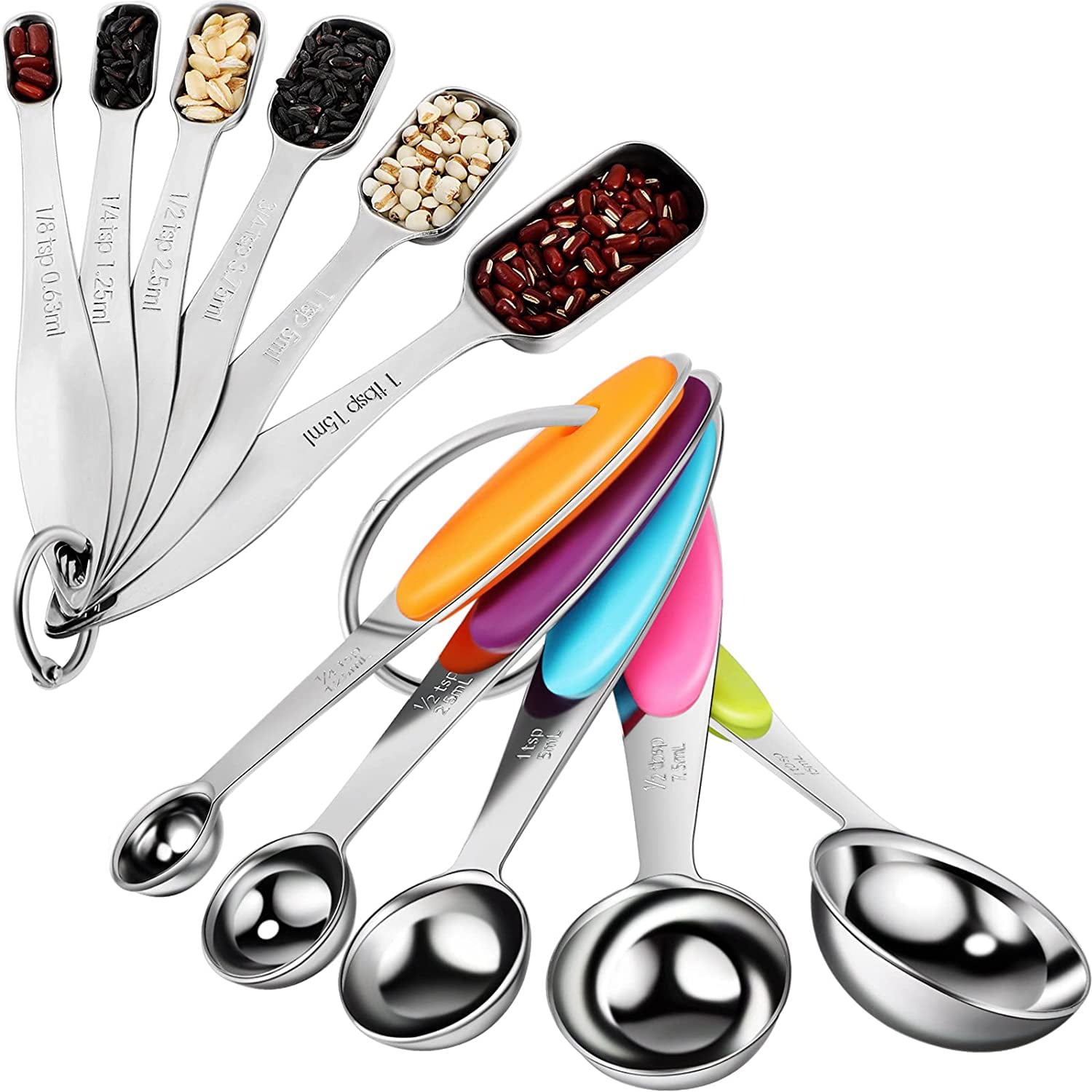 6 Pcs Measuring Cups Spoons Kitchen Baking Cooking Tools Set Stainless Steel 