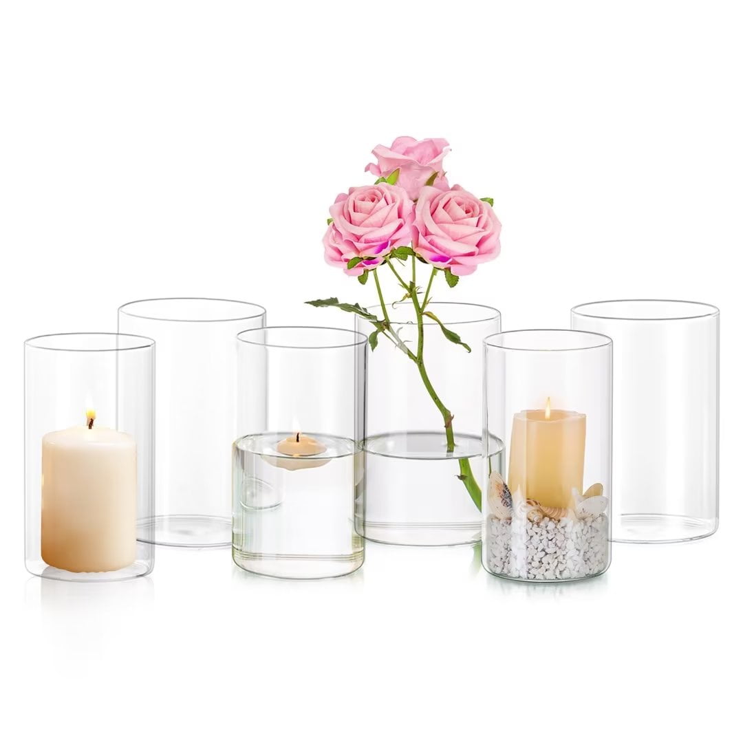 Mega Vases - 6" X 20" Cylinder Glass Vase - Set Of 1, Clear - Walmart.com