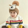 thumbnail image 2 of Kannior Thick Warm Hat for Winter Cute Dog Knitted Beanie Hat with Fleece Lining and Pom Pom, Soft Winter Cap for Cold Weather, 2 of 6