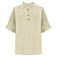 thumbnail image 3 of Womens Tops Comfort Solid Stand Collar Button Down Shirt Spring Summer Shirts for Women Yellow M, 3 of 9