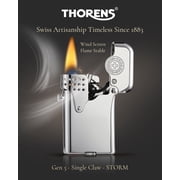 Luxury Retro Windproof Brass Kerosene Lighter, Soft-Flame, Automatic Ignition, Refillable, Camping, Safety Lock, Classic, Collectible, Fathers Birthday Gift, Thorens Gen 5 Single Claw Storm