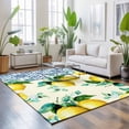 thumbnail image 3 of Area Rugs 4'x6'. Lemon Carpet Runner Indoor Outdoor Rugs Home Decor Aesthetic, Summer Green Botanical Blue and White Porcelain Non Slip Mats Washable Accent Rug for Living Room Bedroom, 3 of 8
