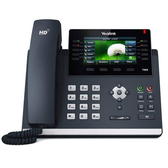 Teléfono IP Yealink T46S, 16 líneas, pantalla LCD en color de 4,3", Gigabit Ethernet