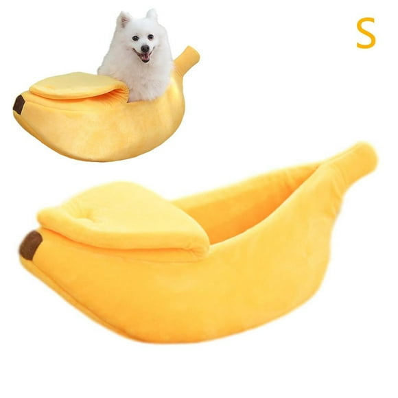 Cama para dormir para mascotas, gatos y perros, cueva mullida, suave y cálida, con forma de plátano, W1V3