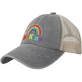 thumbnail image 2 of Be Kind LGBT Pride Rainbow Cowboy Hat Men Vintage Mesh Baseball Cap Women Dad Hat Sun Hat Trucker Hat Black, 2 of 8