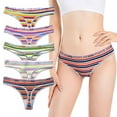 thumbnail image 4 of Xmarks Cotton Thongs for Women's Sexy Colorful Rib Thong Underwear Breathable Low Rise Hipster Panties, 4 of 6