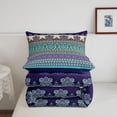 thumbnail image 5 of jejeloiu Boho Border Queen Comforter Set For Men Women,Floral Print Comforter Sets Queen,Purple Teal,Navy Blue Reversible,3pcs,1 Comforter and 2 Pillowcases, 5 of 7