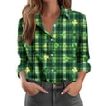 thumbnail image 4 of Vekome St Patricks Day Womens Button down Shirt Plus Size Long Sleeve Green Tops Collared Holiday Irish Themed Blouses Holiday Tee Shirts, 4 of 5
