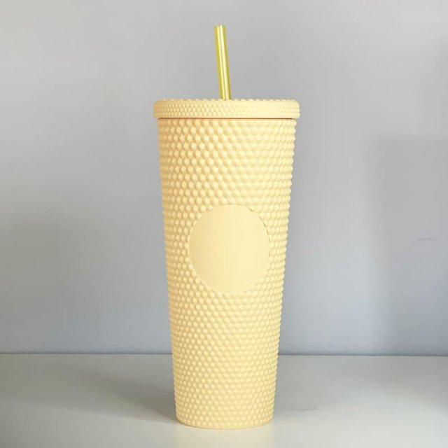 Non-Branded Studded Tumbler (24 oz, Matte Pale Yellow)