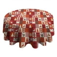 thumbnail image 4 of Red Christmas Patchwork Pattern Round Tablecloth 60"x60",Wrinkle Wipeable Table Cloth for Kitchen Dining Room Picnic Patio Party, 4 of 6