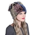 thumbnail image 1 of Contrast Color Furry Hat for Women  Winter Beanie with Patchwork, 1 of 4
