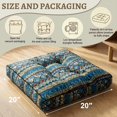 thumbnail image 6 of Golyzmt 20x20 Inch Bohemian Floor Pillow Thick Seat Cushion Multipurpose Yoga Meditation Pad for Indoor Outdoor Garden Home Office, Blue, 6 of 10