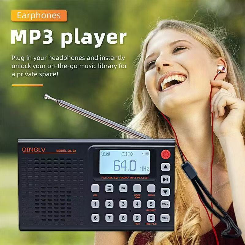 Portable Multi-Band Emergency Radio with Bluetooth, MP3 Player, Recording & Type-C Charging