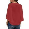 thumbnail image 6 of luvamia Ladies Casual V Neck Shirts 3/4 Sleeve Blouses Button Down Shirts Cranberry Size XL, 6 of 9