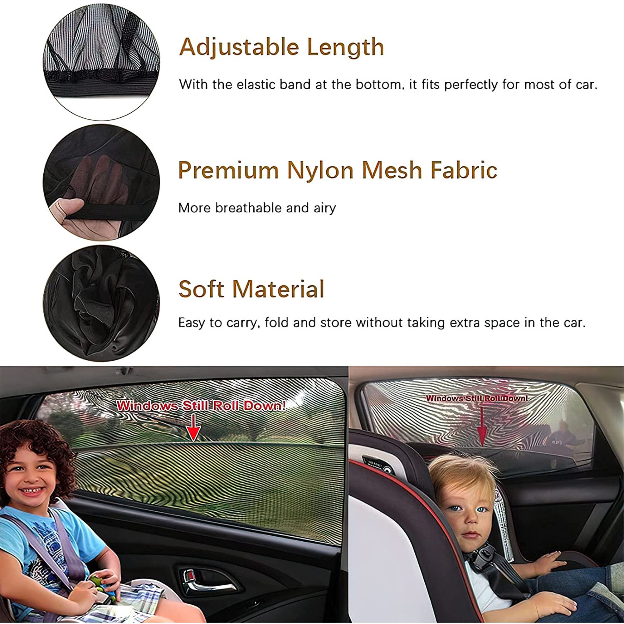 Pare-soleil Voiture Universel - Lot De 2 En Maille Respirante - Protection UV Fenêtres Avant