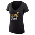 thumbnail image 2 of Women's G-III 4Her by Carl Banks  Black Pittsburgh Pirates Team Graphic V-Neck Fitted T-Shirt, 2 of 3