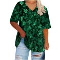 thumbnail image 4 of Haut à Manches Courtes Grande Taille pour Femme, Été, Col en V, Blouse Décontractée Imprimée, Polyester, 1 Pce, 4 of 7