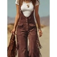 thumbnail image 2 of ZOELNIC Women's Vintage Western Jumpsuit with Fringe & Wide Leg, Slim Fit Button Down Overall with Pocket, M, 2 of 7