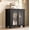 2 black doors, variant on 31.5" Modern Wood Sideboard Buffet Cabinet with 2 Tempered Glass Doors, Adjustable Shelves Farmhouse Credenza Console Table for Dining Room, Kitchen, Living Room