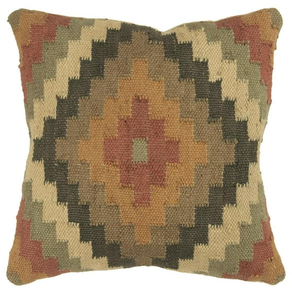 Rizzy Home Southwestern 18" x 18" Jute/Wool Pillow Cover-Multi/Earth Tones