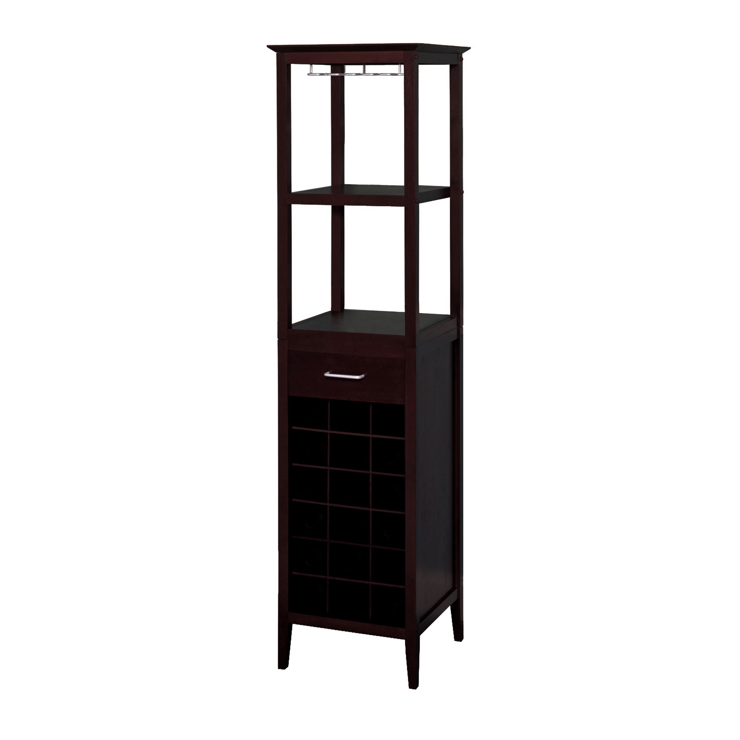 Winsome Wood Willis 18-Bottle Wine Tower With Rack and Shelves, Espresso Finish - image 4 of 4