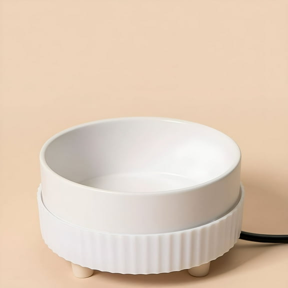 HIBIBUD Heated Pet Bowl – USB Rechargeable Water Bowl for Dogs & Cats,Quiet Water Bowl Heater,Constant Warmth Pet Water Dispenser for Puppies & Kittens,Eco-Friendly Ceramic Heated Bowl (White)