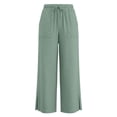 thumbnail image 4 of LIIPEE Summer Pants For Girls Casual Lightweight Drawstring Waist Baggy Wide Leg Solid Color Trousers Kids Breathable Comfortable Cute Daily Pants,14-15 Years, 4 of 6