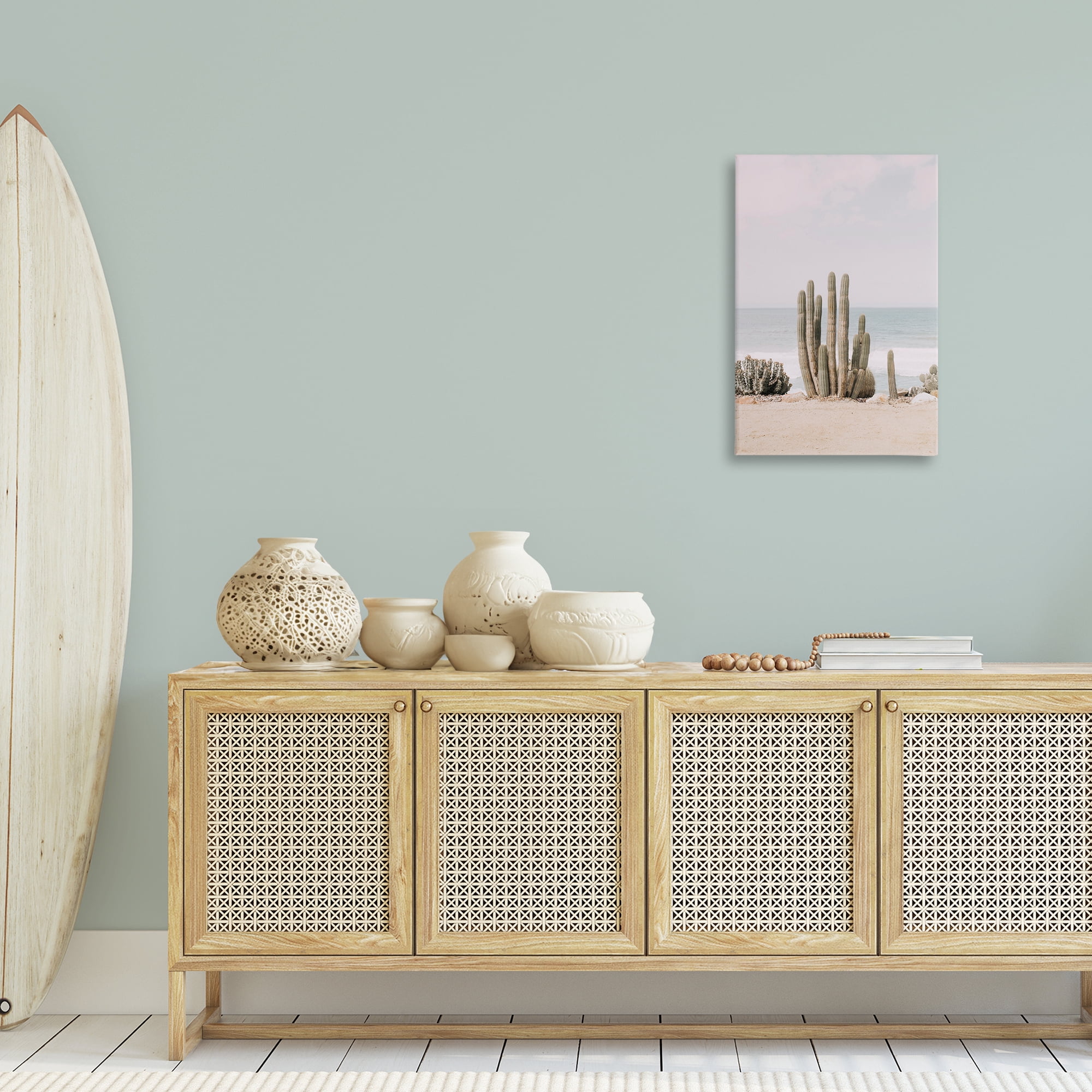 Stupell Industries Cactus on Beach Shore Landscape & Nature Photography Wrapped Canvas Art Print Wall Art, 20 x 30