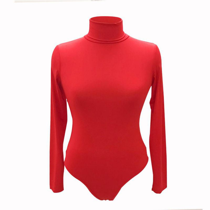 Zantt Women Playsuits Long Sleeve Turtleneck Bodycon Bodysuit Jumpsuit Club Top