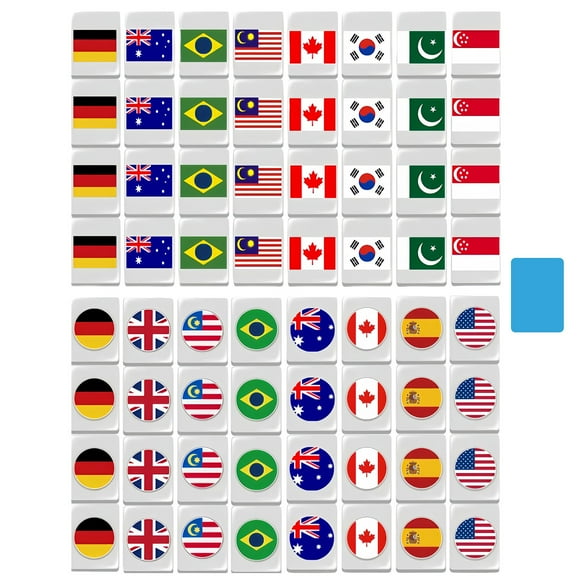 Jeu Mah-Jong Ensemble de Jeu Tuiles de Jeu Motif Drapeau Tuiles Jeux pour Adultes Enfants pour Pique-Nique de Printemps Fête Désolé Non Désolé Jeu Jeux de Société Jeu Jeu de Cribbage Jeu de Société Électronique Même et Différent Blague