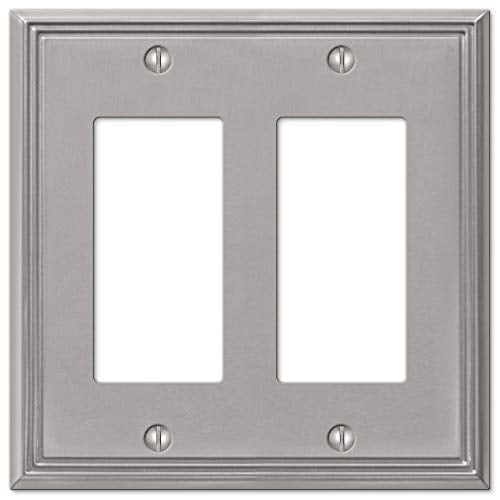 Amerelle 77RRBN Moderne Wallplate 2 Rocker Cast Metal Brushed Nickel 1-Pack