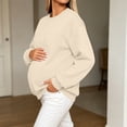 thumbnail image 6 of Yeaiivve Women's Maternity Nursing Sweatshirts Front Hidden Zipper Breastfeeding Pullover Oversized Crewneck Loose Pregnancy Sweatshirt with Pocket Beige,S, 6 of 9
