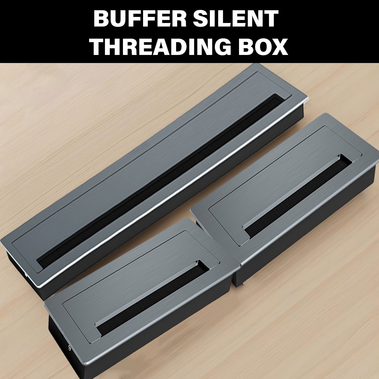 BIBABLYKE Thickening Desk Cable Management Grommets with Brush Homes Office Cord Organizes Inserts Rectangle Cable Hole Covers