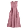thumbnail image 5 of Afdoent Dresses For Women Linen Maxi Dresses For Casual V Neck Long Dress Sleeveless With Pockets Beach Travel Vacation Long Sundress Beach Vacation Clothes, 5 of 5