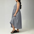 thumbnail image 6 of Elvqul Dresses for Women Elbow-Length Crewneck Womens Dresses Plus Size Solid Pullover Long Dresses Chic, 6 of 8