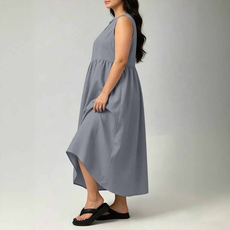 a line swing dress plus size CLOCOR Women's Plus Size Midi Dress 3/4 Sleeve A-Line Swing Dress V Neck Flowy Casual Dresses Black X-Large at Amazon Women's Clothing store