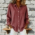 thumbnail image 5 of Womens Button Down Shirts Fashion Striped Printed Dress Shirt Long Sleeve Collared Office Work Blouses Tops, 5 of 5