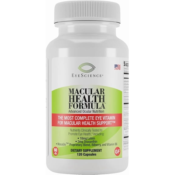 EyeScience Macular Health Formula for Adult, Vision Support, Lutein, Bilberry, Vita C, D, E 120 Count