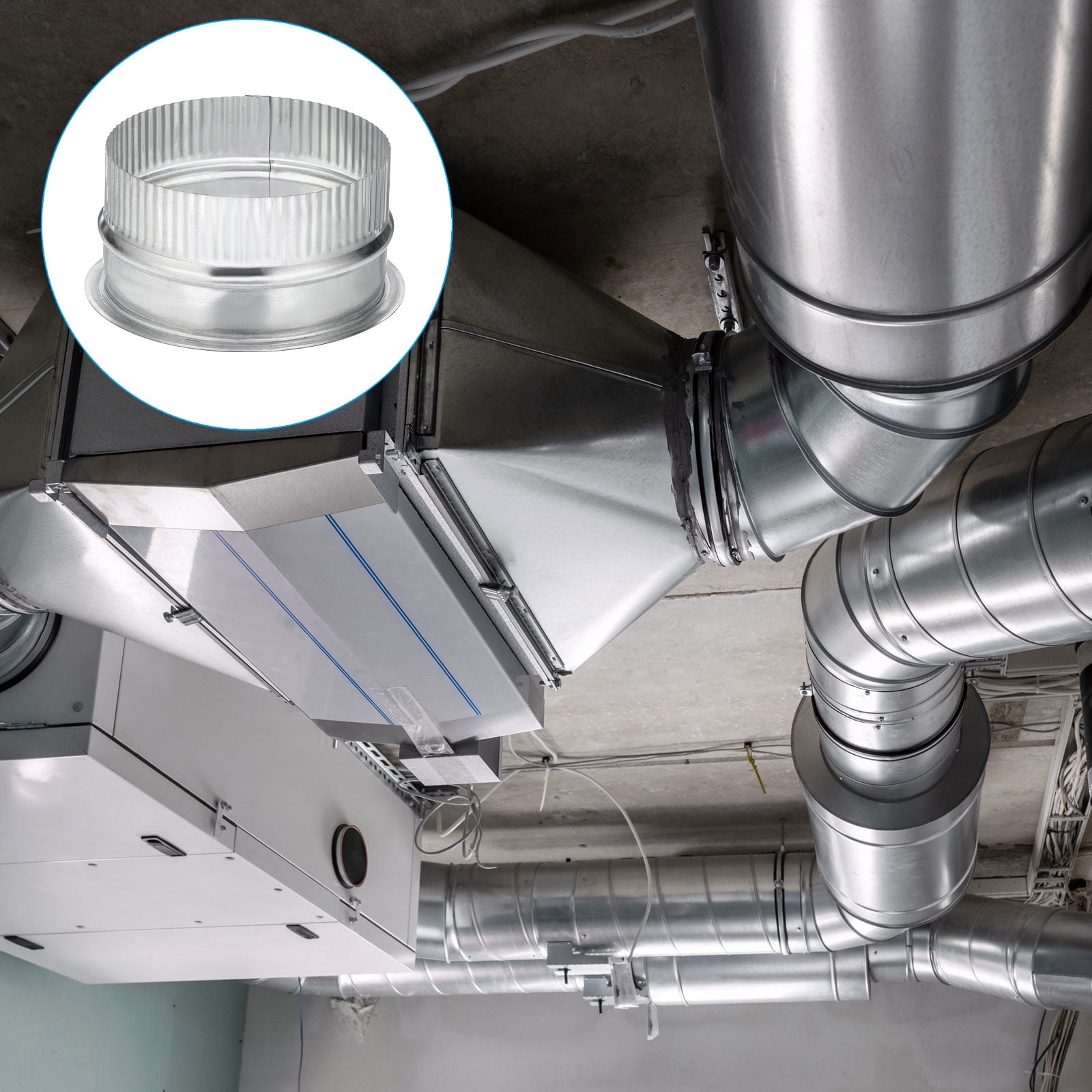 Uxcell 5 inch Duct Collar, 1Pcs Duct Connector Flange Galvanized Iron Tight Vent Air Duct Fitting for Home Office