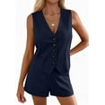 thumbnail image 5 of PRETTYGARDEN 2 Piece Sets for Women Spring Fashion Button Vest Tops High Waist Shorts Summer Business Casual Outfits, 5 of 10