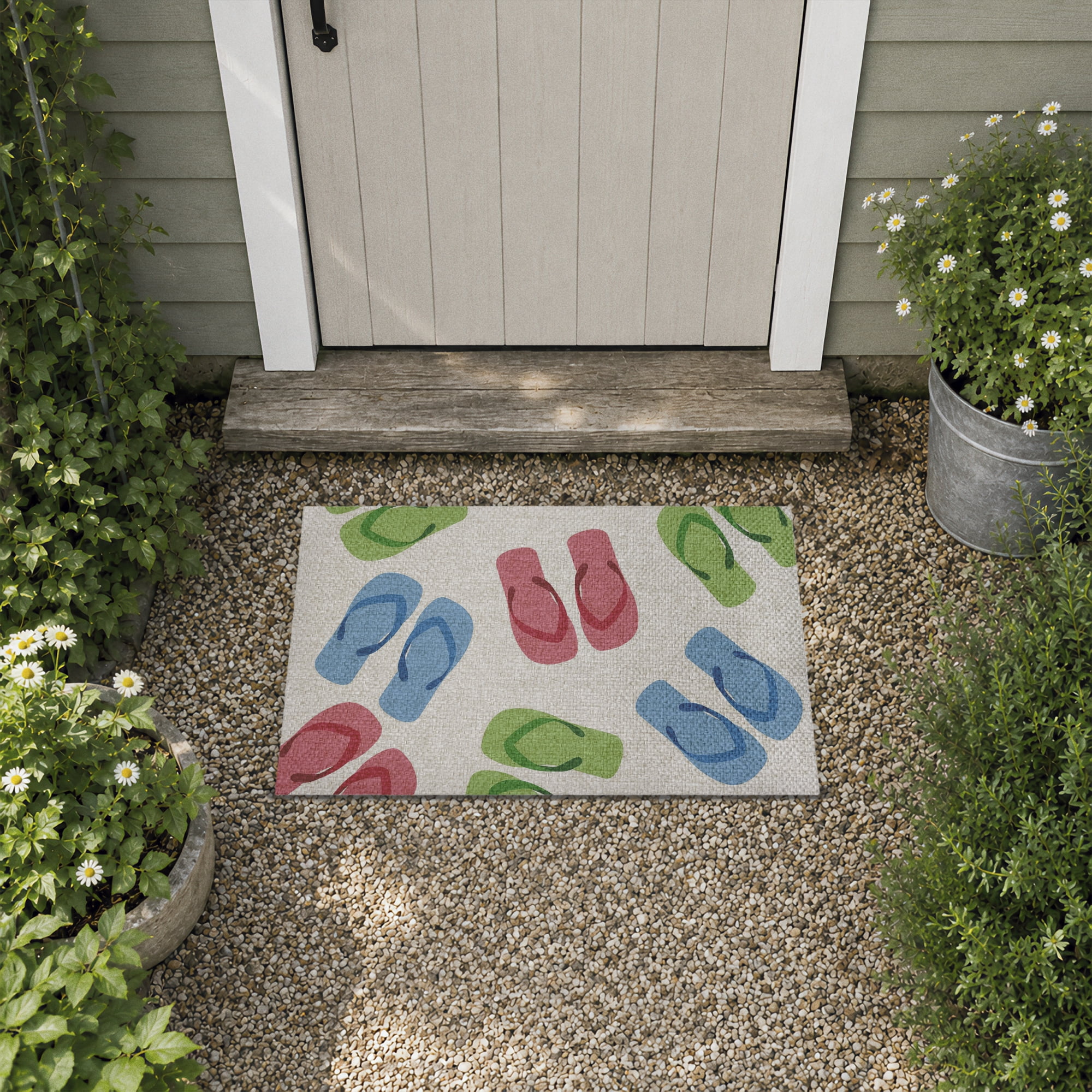 Stupell Industries Summertime Flip Flops Printed Outdoor Imitation Sisal Floor Mat, design by Lil' Rue