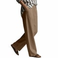 thumbnail image 4 of BUIGTTKLOP Cotton Linen Pants for Women,Work Dressy Pants Trousers with Pockets,High Waist Wide Leg Summer Comfy Pants, 4 of 6