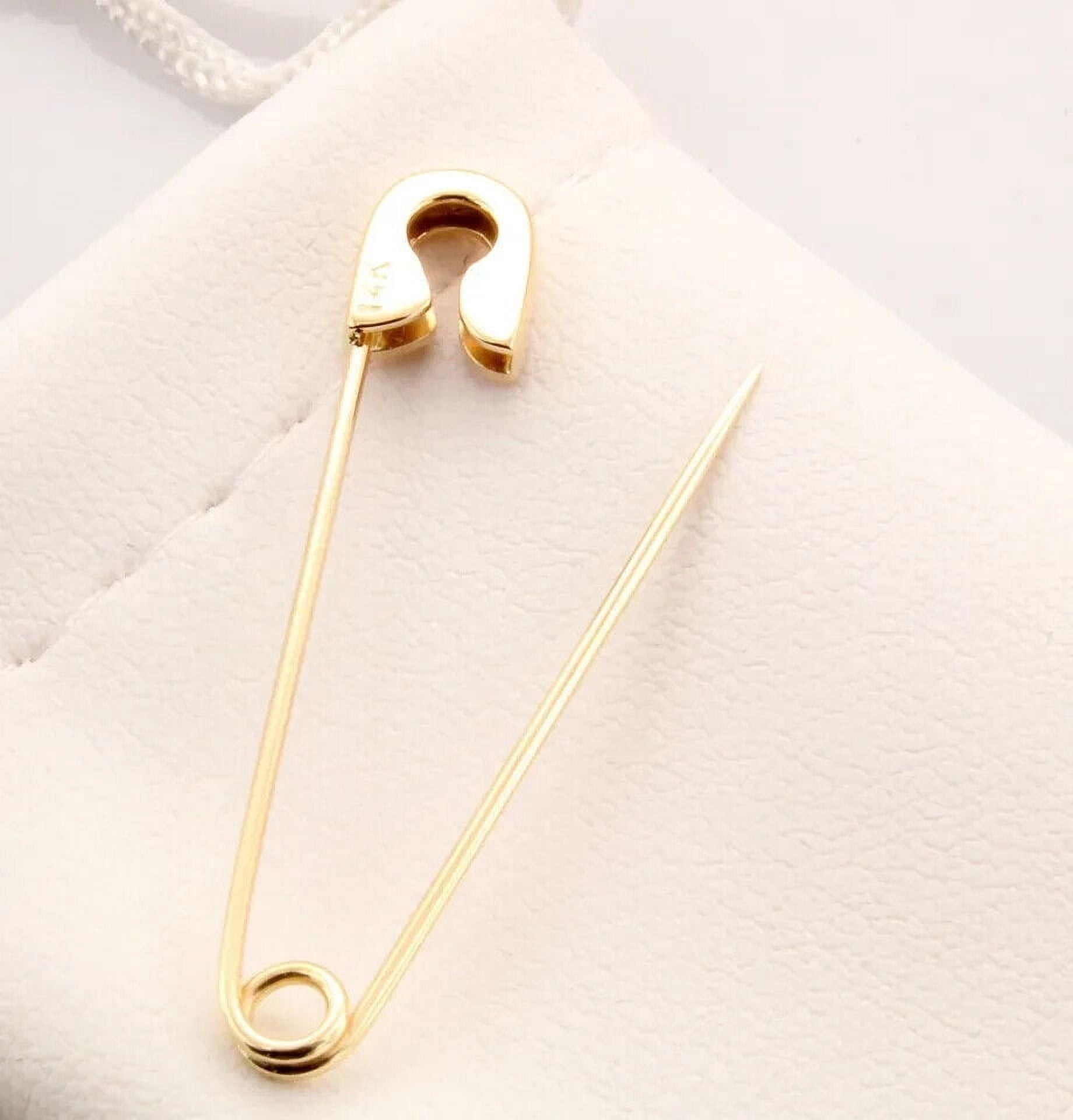 1.00Ct Round Cut Simulated Diamond Safety Shape Women's Brooch Pin 14K Yellow Gold Plated 925 Sterling Silver