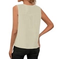 thumbnail image 5 of Duoif Womens Tank Tops V-Neck Business Tank, Cotton Linen Camisole Blouse Going Out Tops for Women Light Yellow M, 5 of 7
