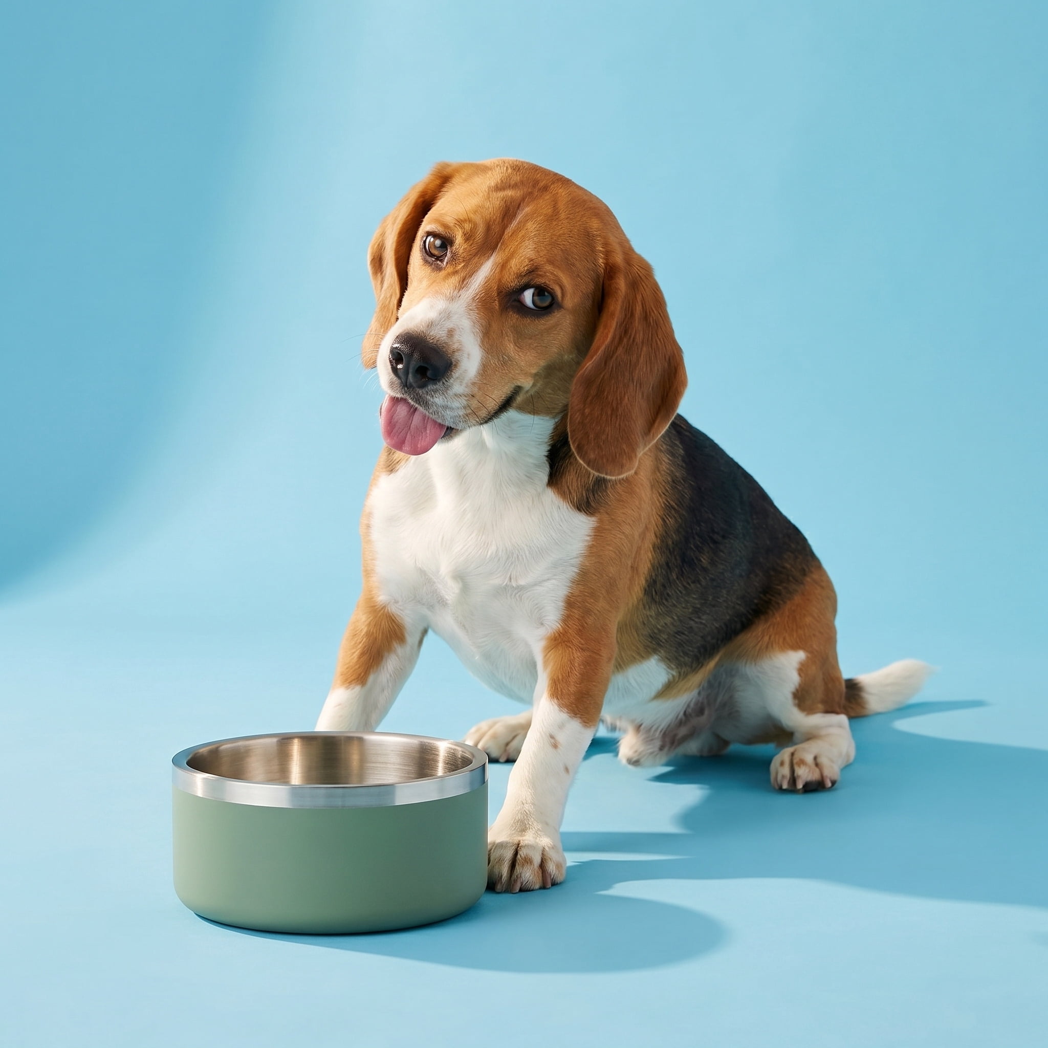 Vibrant Life Medium 4-Cup Stainless Steel Double Wall Pet Bowl, Sage