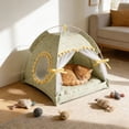 thumbnail image 7 of Foldable Semi Enclosed Cat Tent Bed, Breathable Mosquito Proof Polyester Summer Kitty House 14x14in, Portable Indoor Outdoor Hideaway Nest For Small Cats Puppies, 3 Floral Colors,Pet Holiday Gift, 7 of 7