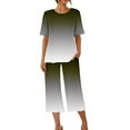 thumbnail image 4 of Zpanxa Womens Pajama Sets 2PC Short Sleeve Sleepwear Tops and Capri Pants Pjs Print Pajama Sets Round Neck Sleepshirt Loungewear Pajamas with Pockets Black A XXL, 4 of 7